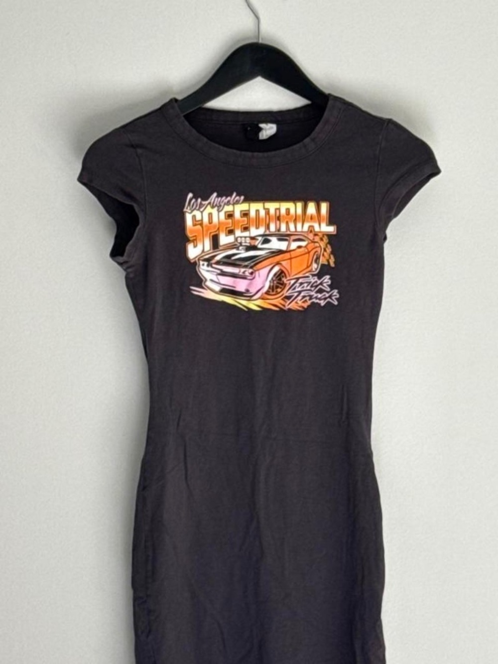 Los Angeles Speedtrial Racing Graphic Baby Tee Mini Dress